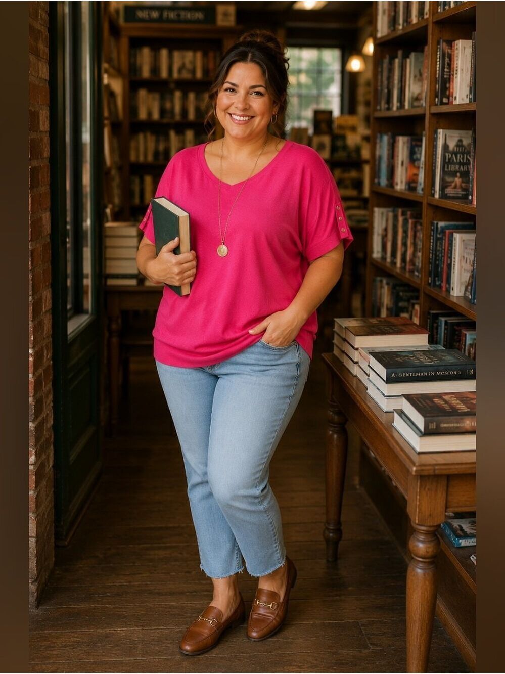 LOFT Hot Pink Dolman Sleeve Sweater Top NWT Women's 2X Button Sleeve - Picture 13 of 15